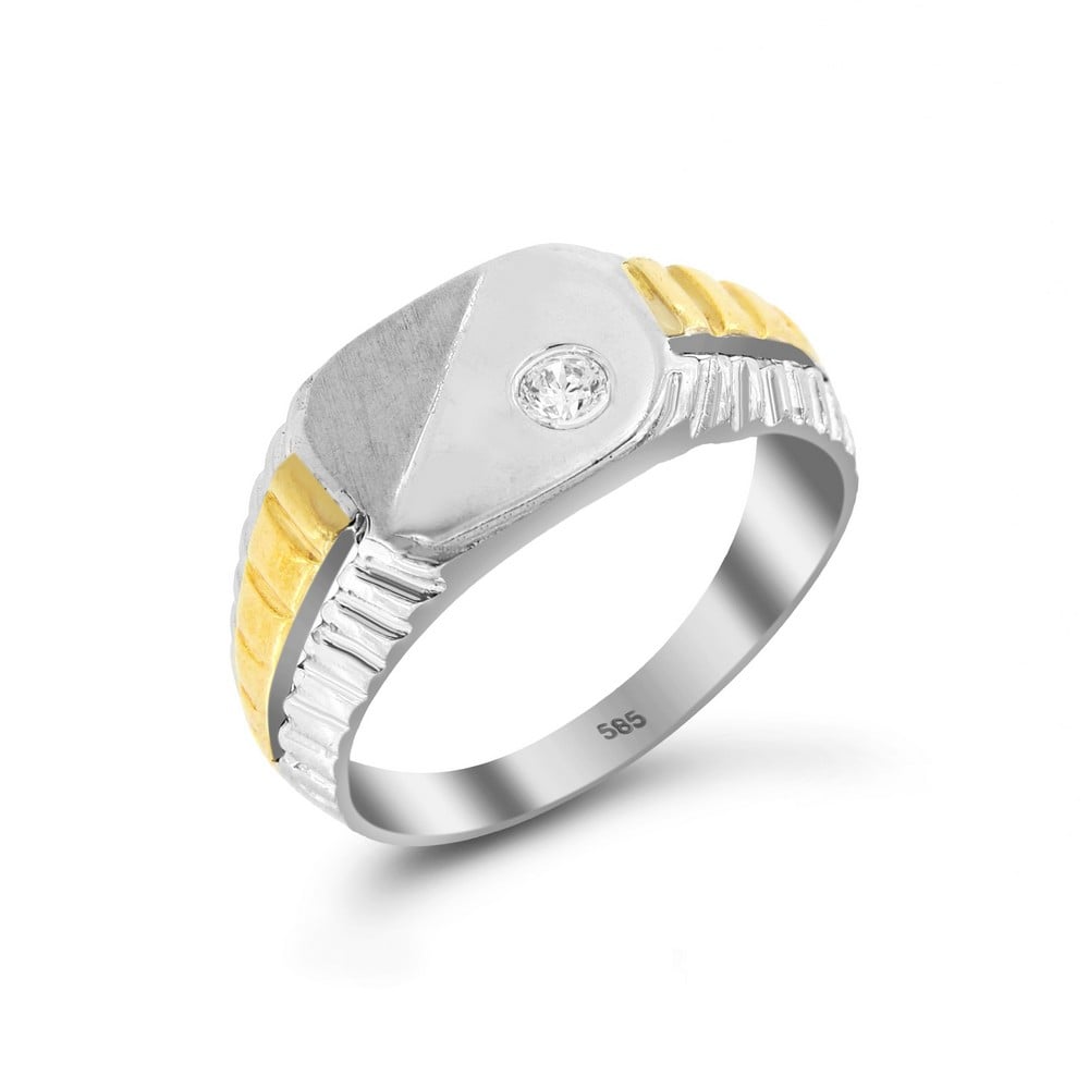 Ανδρικό δαχτυλίδι λευκόχρυσο ζιργκόν D11400583