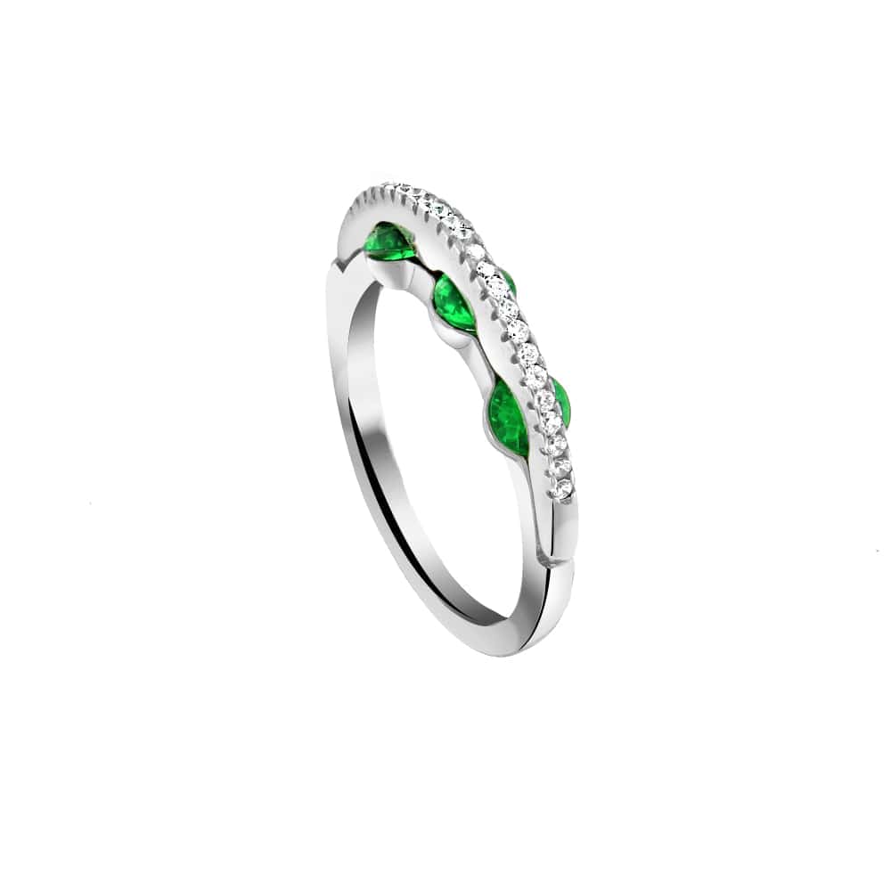 ασημένιο γυναικείο δαχτυλίδι πράσινα ζιργκόν D21200234