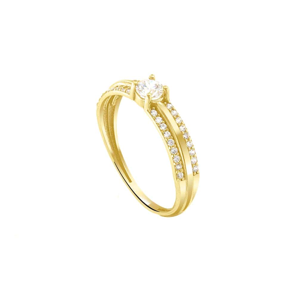 δαχτυλίδι μονόπετρο κίτρινο χρυσό ζιργκόν D11100945