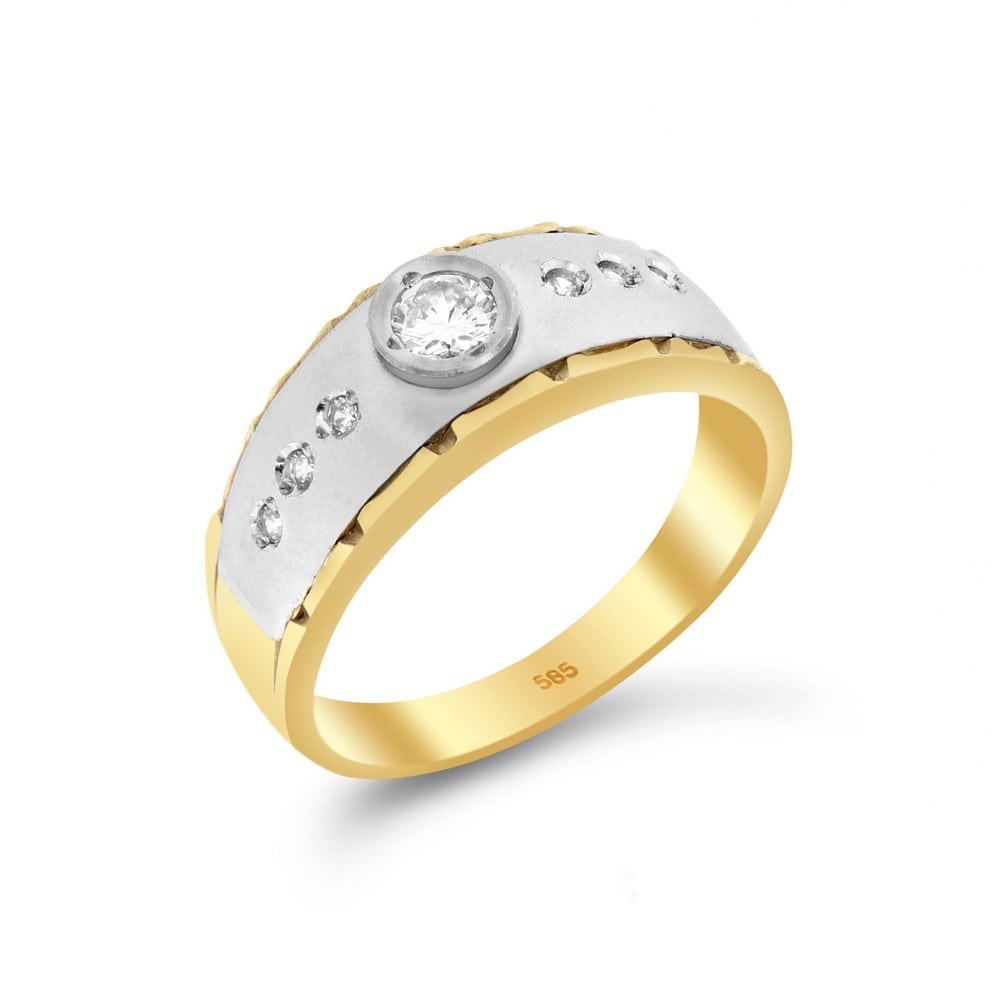 Κίτρινο χρυσό ανδρικό δαχτυλίδι ζιργκόν D11400571