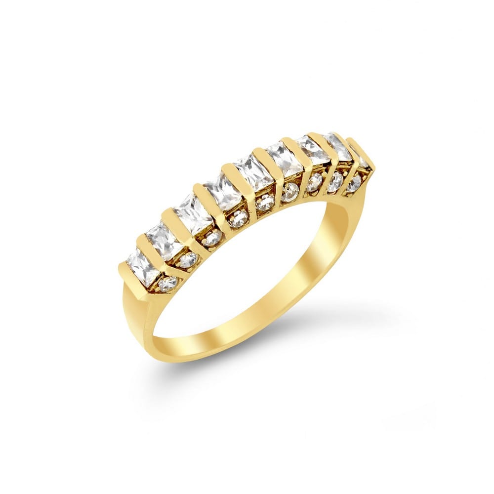 Μισόβερο κίτρινο χρυσό δαχτυλίδι ζιργκόν D11100355