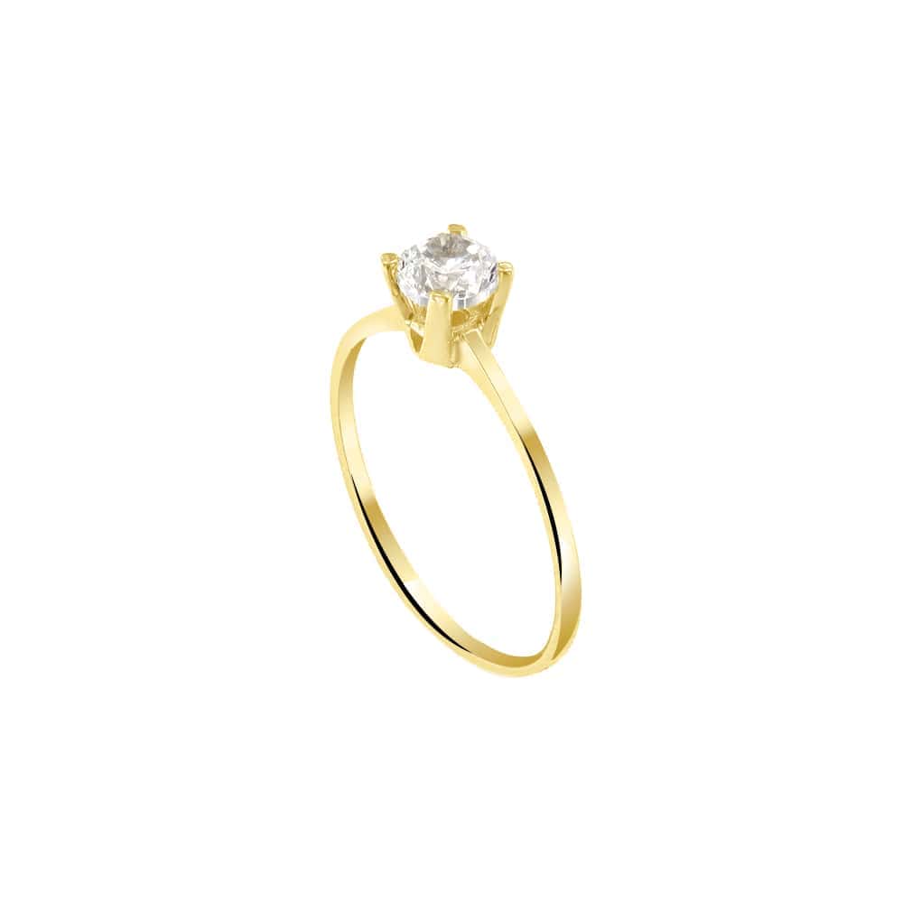 μονόπετρο κίτρινο χρυσό δαχτυλίδι ζιργκόν D11100967