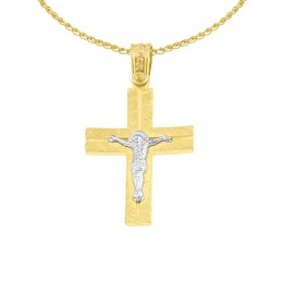 ανδρικός κίτρινος χρυσός σταυρός δύο όψεων ST11400995