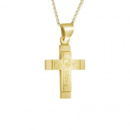 ανδρικός σταυρός κίτρινος χρυσός λουστρέ ST11100182
