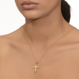 ανδρικός σταυρός κίτρινος χρυσός λουστρέ ST11100231(a)