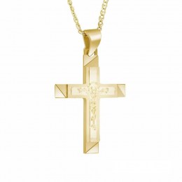 ανδρικός σταυρός κίτρινος χρυσός λουστρέ ST11100231