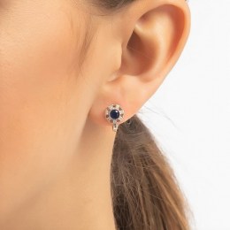 ασημένια γυναικεία σκουλαρίκια μπλε ζιργκόν SK21200249(b)