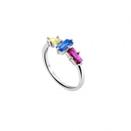 ασημένιο γυναικείο δαχτυλίδι πολύχρωμα ζιργκόν D21200115
