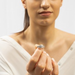 ασημένιο μονόπετρο δαχτυλίδι λευκά ζιργκόν D21200156(a)