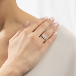 ασημένιο μονόπετρο δαχτυλίδι λευκά ζιργκόν D21200189(b)