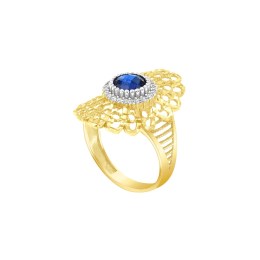 δαχτυλίδι κίτρινο χρυσό μπλε ζιργκόν D11101018