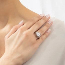 δαχτυλίδι μονόπετρο ασημένιο λευκά ζιργκόν D21200195(b)