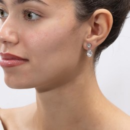 γυναικεία ασημένια κρεμαστά σκουλαρίκια δάκρυ SK21200332(a)