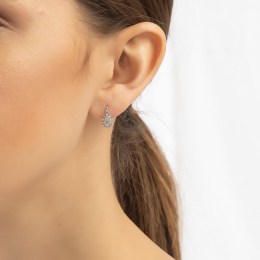 γυναικεία ασημένια σκουλαρίκια λευκή ροζέτα SK21200266(a)