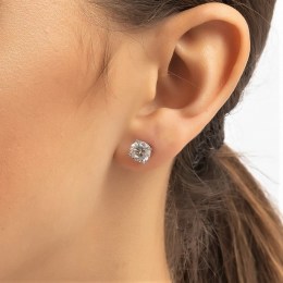 γυναικεία ασημένια σκουλαρίκια μονόπετρα SK21200268(b)