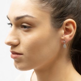 γυναικεία κρεμαστά ασημένια σκουλαρίκια δάκρυ SK21200219(a)