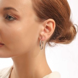 γυναικεία λευκόχρυσα σκουλαρίκια κρίκοι μεσαίοι SK11200534(a)