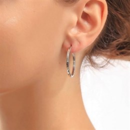 γυναικεία λευκόχρυσα σκουλαρίκια κρίκοι μεσαίοι SK11200534(b)