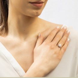 γυναικείο ασημένιο δαχτυλίδι μαργαριτάρι D21200149(a)