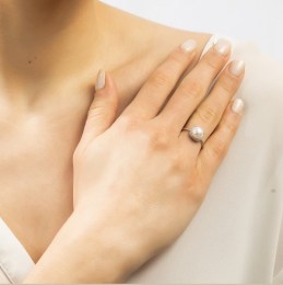 γυναικείο ασημένιο δαχτυλίδι μαργαριτάρι D21200149(b)
