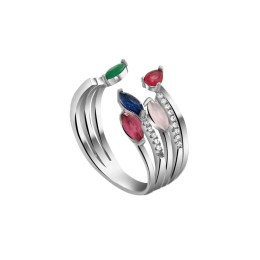 γυναικείο ασημένιο δαχτυλίδι πολύχρωμα ζιργκόν D21200232(b)