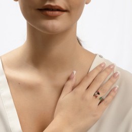γυναικείο ασημένιο δαχτυλίδι πολύχρωμα ζιργκόν D21200232(c)