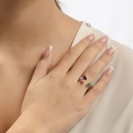 γυναικείο ασημένιο δαχτυλίδι πολύχρωμα ζιργκόν D21200232(d)