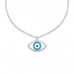 γυναικείο ασημένιο κολιέ γαλάζιο μάτι KL21200195