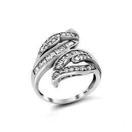γυναικείο δαχτυλίδι λευκόχρυσο ζιργκόν παγιέτες D11200050