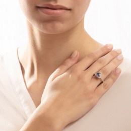 γυναικείο κίτρινο χρυσό δαχτυλίδι μπλε ζιργκόν D11101006(a)