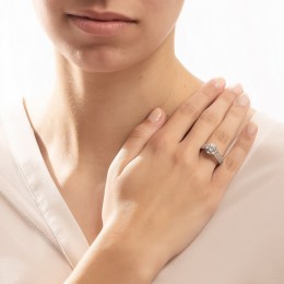 γυναικείο λευκόχρυσο δαχτυλίδι λευκά ζιργκόν D11201045(a)