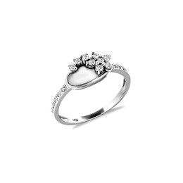 γυναικείο λευκόχρυσο δαχτυλίδι λουλούδι D11200086