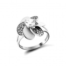 Γυναικείο λευκόχρυσο δαχτυλίδι λουλούδι D11200098