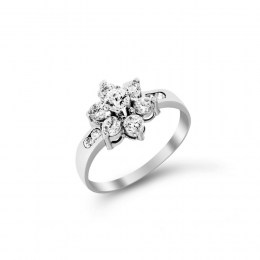 Γυναικείο λευκόχρυσο δαχτυλίδι λουλούδι D11200436
