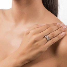 Γυναικείο λευκόχρυσο δαχτυλίδι ρόμβοι D11200466(b)