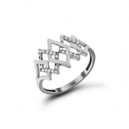 Γυναικείο λευκόχρυσο δαχτυλίδι ρόμβοι D11200466