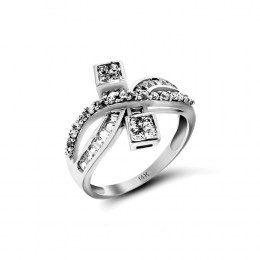 Γυναικείο λευκόχρυσο δαχτυλίδι ζιργκόν D11200039