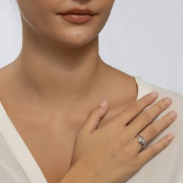 Γυναικείο λευκόχρυσο δαχτυλίδι ζιργκόν D11200456(a)