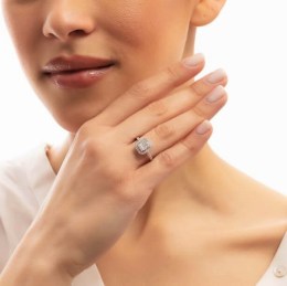 γυναικείο λευκόχρυσο δαχτυλίδι ζιργκόν D11200947(b)