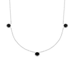 γυναικείο λευκόχρυσο κολιέ μαύρα ζιργκόν KL11200546