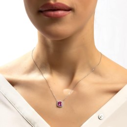 γυναικείο λευκόχρυσο κολιέ ροζ πέτρα KL11200459(a)