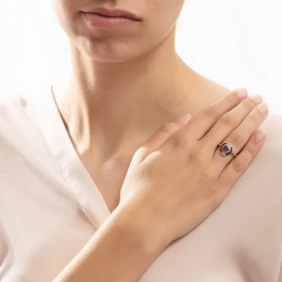 γυναικείο ροζ χρυσό δαχτυλίδι μωβ ζιργκόν D11300816(b)