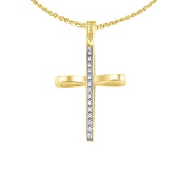 γυναικείος κίτρινος χρυσός σταυρός δύο όψεων ST11101066