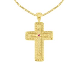 γυναικείος κίτρινος χρυσός σταυρός δύο όψεων ST11101133(a)