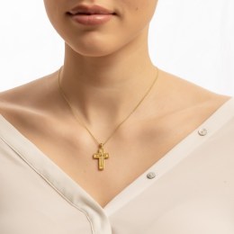 γυναικείος κίτρινος χρυσός σταυρός δύο όψεων ST11101133(c)