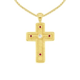 γυναικείος κίτρινος χρυσός σταυρός δύο όψεων ST11101133
