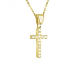 γυναικείος κίτρινος χρυσός σταυρός ζιργκόν ST11100167
