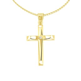 γυναικείος κίτρινος χρυσός σταυρός ζιργκόν ST11101021