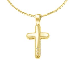 γυναικείος κίτρινος χρυσός σταυρός ζιργκόν ST11101034