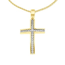 γυναικείος κίτρινος χρυσός σταυρός ζιργκόν ST11101085